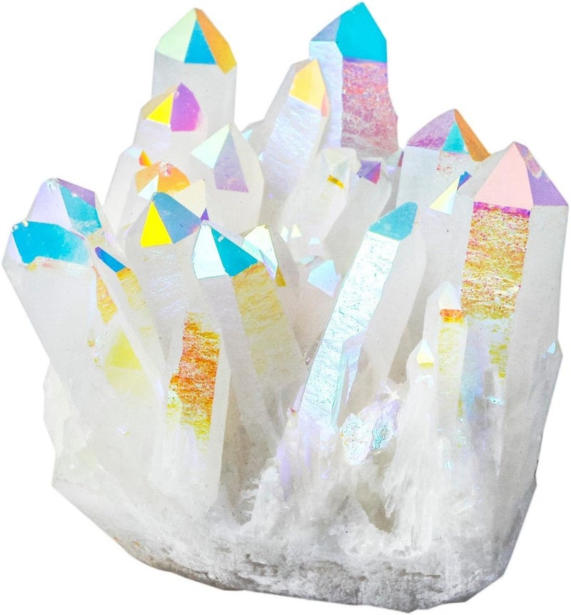 rockcloud Healing Stone Titanium Coated AB Crystal Cluster Geode Druzy Home Decoration Gemstone Specimen - Image 1