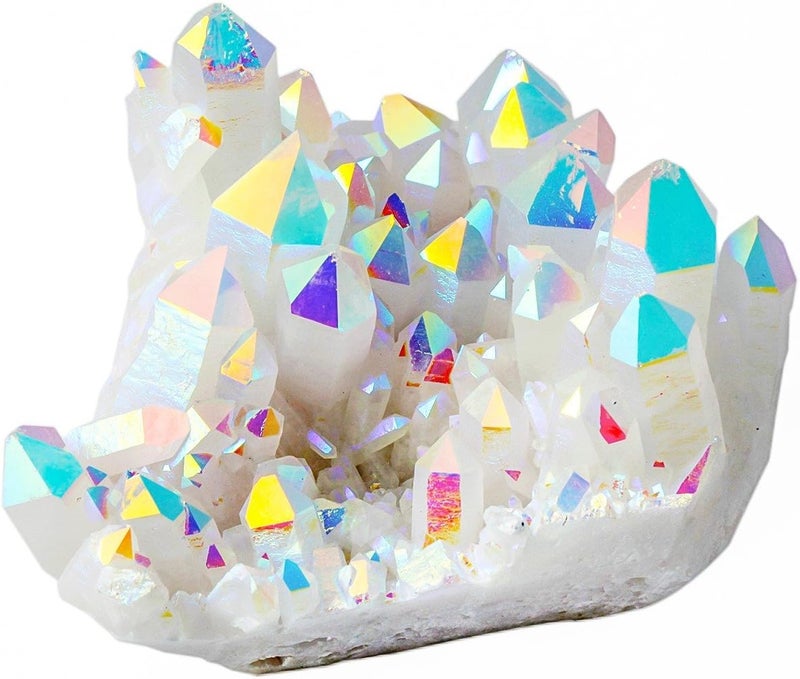 rockcloud Healing Stone Titanium Coated AB Crystal Cluster Geode Druzy Home Decoration Gemstone Specimen - Image 2