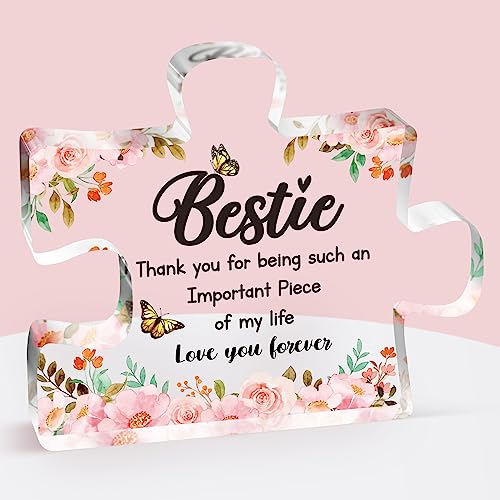 Buioata to My Bestie Gifts - Acrylic Block Puzzle Decorations 3.9 x 3.3 inch - Delicate Best friend Birthday Gifts for Women - New Year Christmas Birthday Gifts for Bestie Bff Friend, Ideas - Image 1
