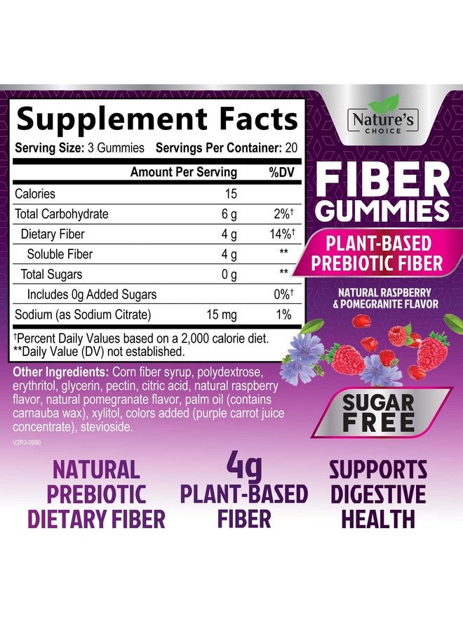 Nature's Choice جواهر الألياف الخالية من السكر للبالغين، مكمل ألياف طبيعية قابلة للذوبان بروبيوتيك يومي ودعم صحة الجهاز الهضمي - دعم الانتظام وصحة الهضم، بنكهة التوت النباتية - 60 جواهر - Image 2