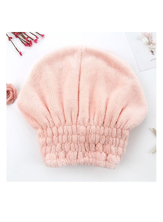 Women's Solid Color Thickened Coral Velvet Dry Hair Cap, Microfiber Thickened Suction Shower Cap, Bamboo Charcoal Fiber Quick Drying Absorbent Bow Wrap Headscarf (Pink) - Image 4