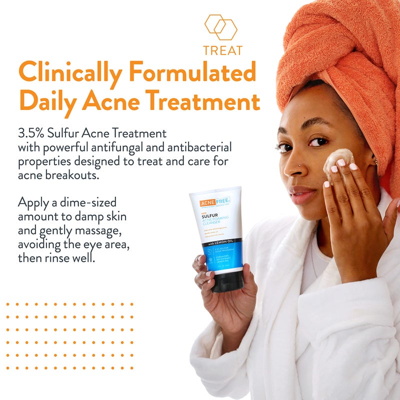 AcneFree Acne Free Sulfur Acne Foaming Cleanser with Lemon Oil, and Oat Extract, 5 Ounces - Image 4