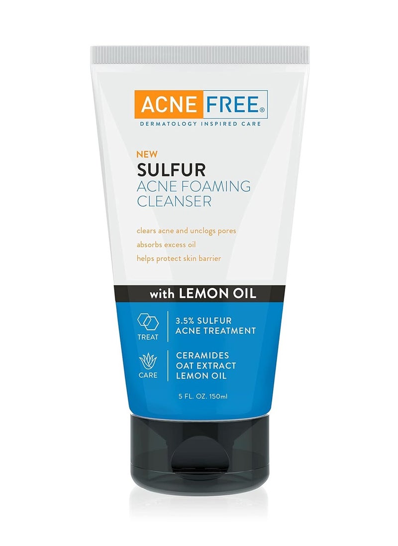 AcneFree Acne Free Sulfur Acne Foaming Cleanser with Lemon Oil, and Oat Extract, 5 Ounces  - Image 1