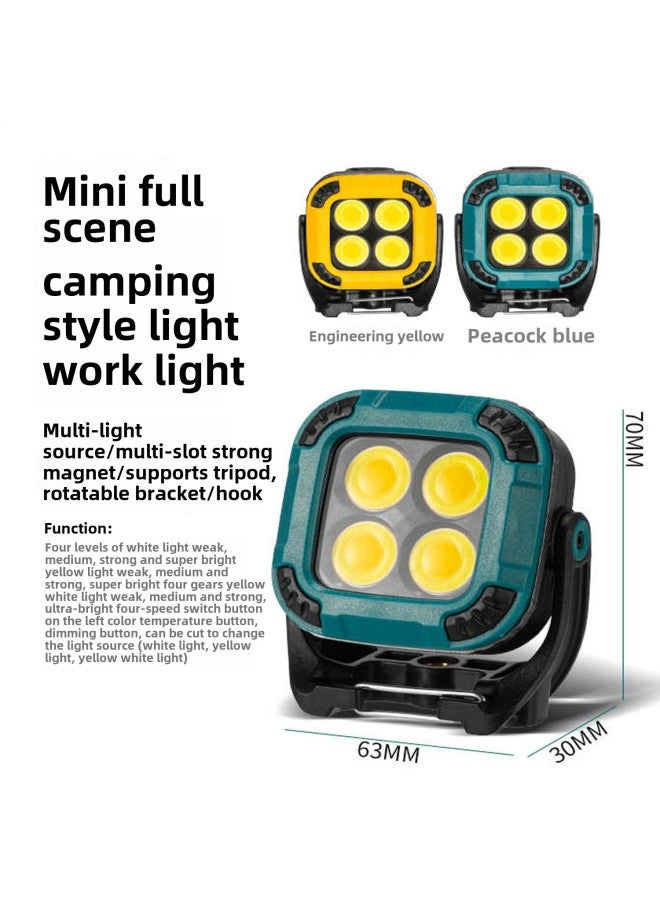 Super Bright Strong Magnetic Suction Work Light Auto Repair Maintenance Light Strong Light Long Endurance Repair Outdoor Rechargeable Lighting Flashlight-Color:W8129-3 Blue - Image 4