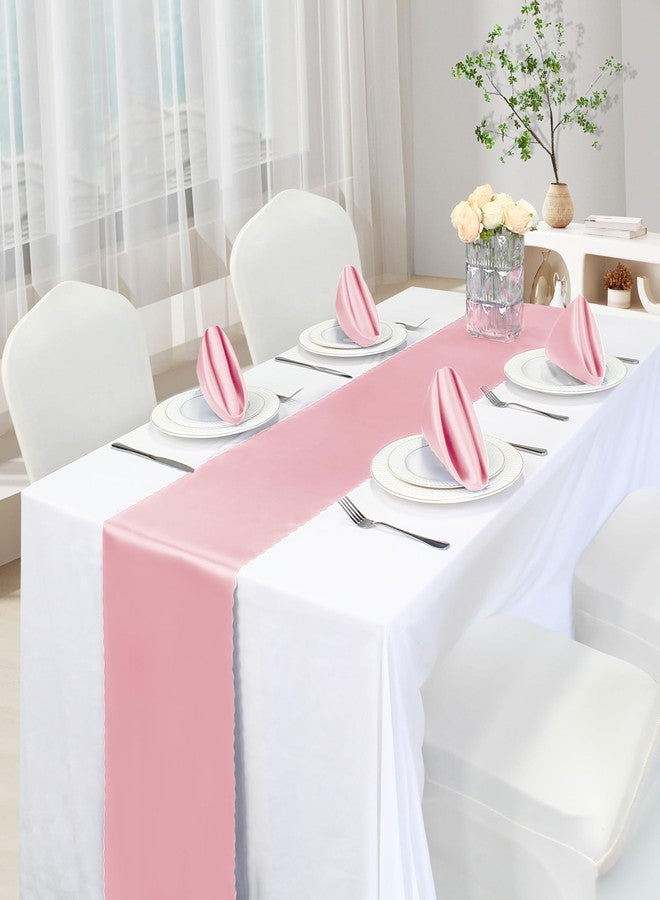 VACVELT 2 Pack Satin Table Runners - 12 x 72 Inches Long, Blush Pink Table Runner Decorations for Wedding, Birthday Party, Banquet, Graduation, Engagements - Image 2
