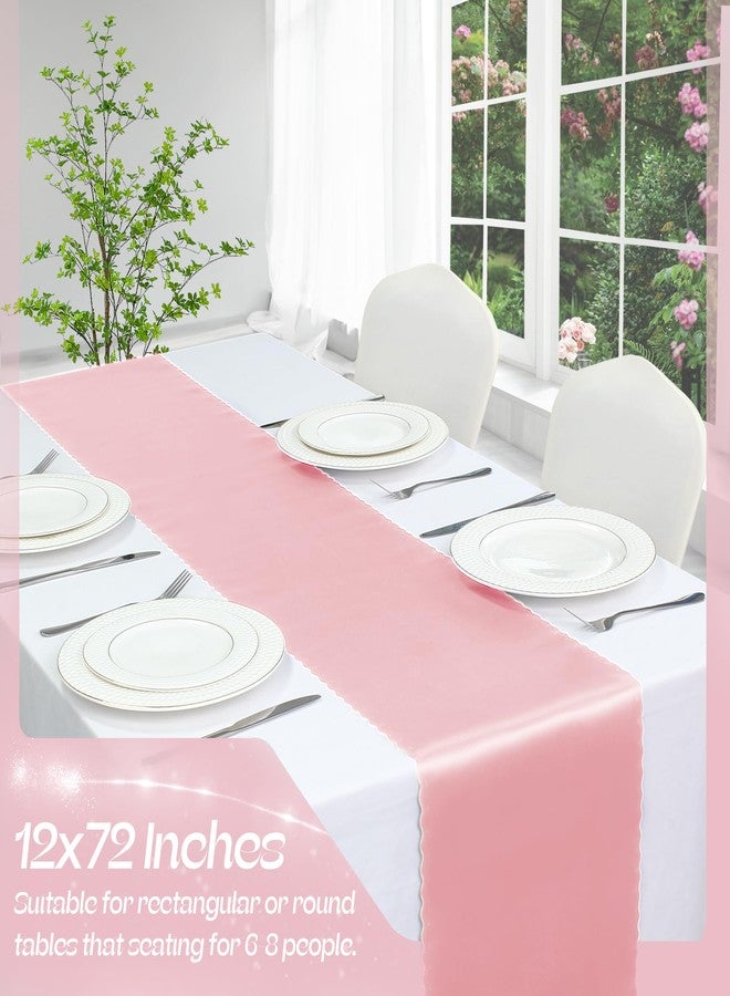 VACVELT 2 Pack Satin Table Runners - 12 x 72 Inches Long, Blush Pink Table Runner Decorations for Wedding, Birthday Party, Banquet, Graduation, Engagements - Image 3