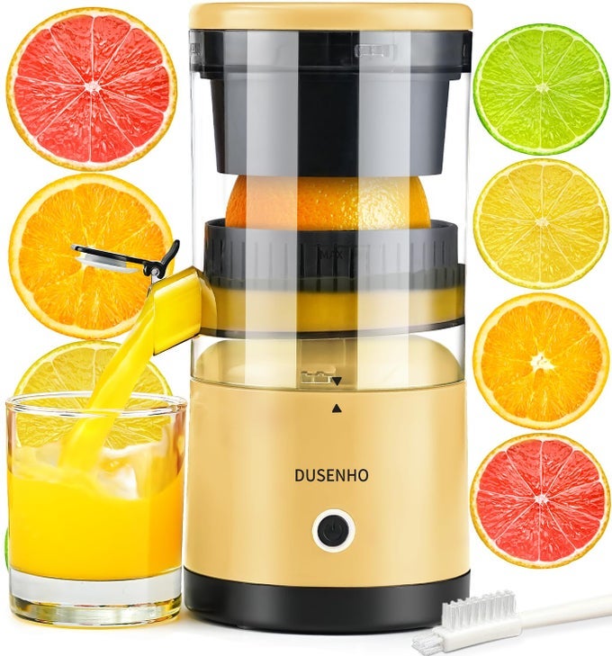 ELECTRIC CITRUS JUICER RECHARGEABLE ELECTRIC JUICER MACHINES WITH USB AND CLEANING BRUSH PORTABLE COMPACT JUICER FOR ORANGE LEMON LIMES