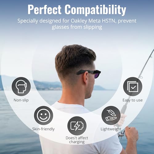 HiBloks Eyeglass Ear Grip Compatible with Oakley Meta HSTN Smart Glasses Accessories, Anti-Slip Comfortable Silicone Elastic Eyeglasses Retainers for Oakley Meta HSTN (Black) - Image 3
