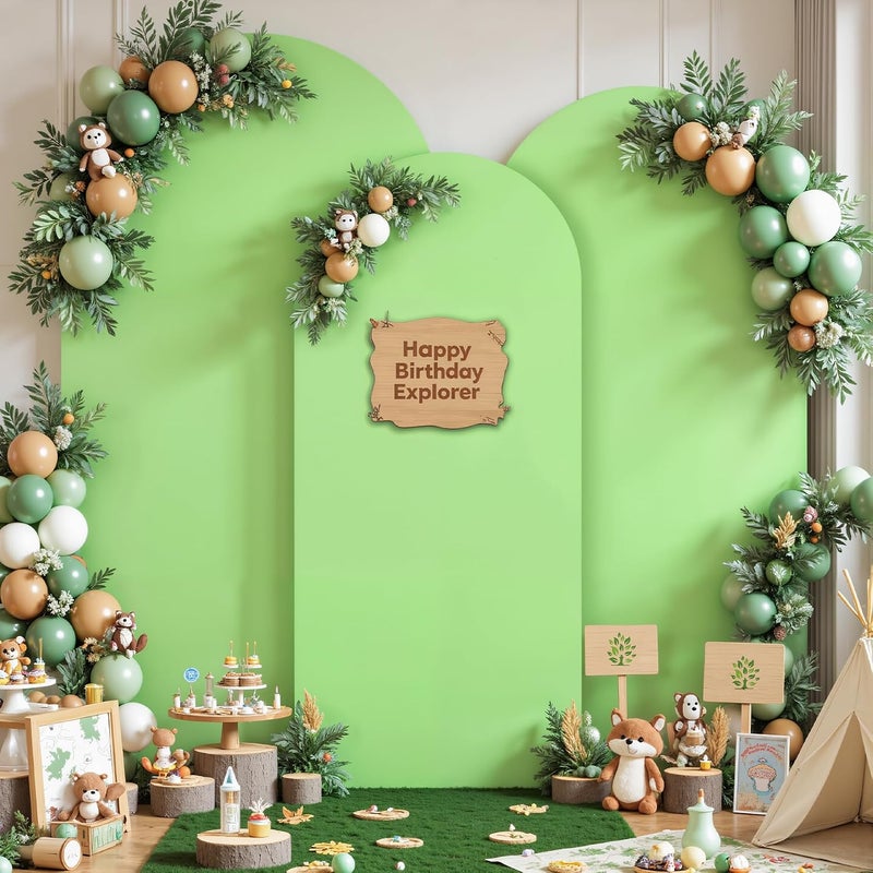 Suppromo Light Sage Green Arch Cover 3 Set - 4FT, 5FT, 6FT Arch Backdrop Cover Spandex Fitted Wedding Arch Stand Covers for Baby Shower Birthday Party Wedding Bridal Shower Banquet Photo Background Decorations - Image 2