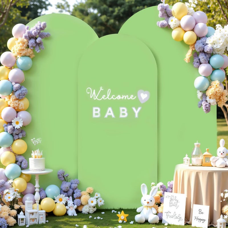 Suppromo Light Sage Green Arch Cover 3 Set - 4FT, 5FT, 6FT Arch Backdrop Cover Spandex Fitted Wedding Arch Stand Covers for Baby Shower Birthday Party Wedding Bridal Shower Banquet Photo Background Decorations - Image 1