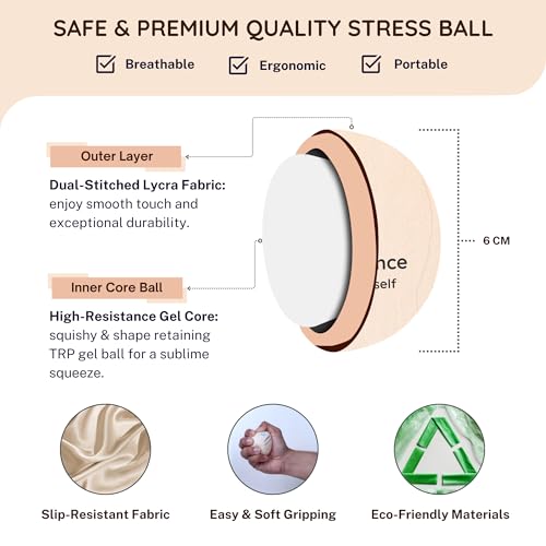 Unwynnd Stress Balls For Adults - Hand Exercise Ball For Stress Relief, Carpal Tunnel, & Arthritis For Hand Grip Strengthening - Anxiety Relief Physio Ball Fidget - Medium (1 PCS) (Peach) - Image 2