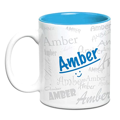 Hot Muggs Me Graffiti Mug - Amber Personalised Name Ceramic, 315ml, 1 Unit - Image 1