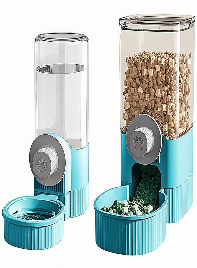 GKYZBB Hanging Automatic Food Water Dispenser,Rabbit Feeder Guinea Pig Water Bottle Food Feeder for Ferret Guinea Pig Rabbit Bunny Cage Accessories (Blue, 520ml+1200ml) - Image 1