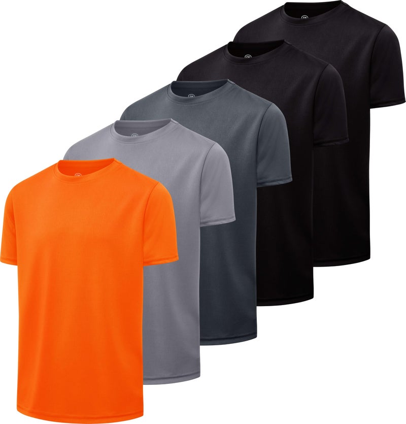 Real Essentials 5 Pack Boys Active Athletic Short Sleeve Performance Shirt Cooling Wicking T Shirts Activewear 618 Years Set 7Large 1214