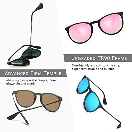 SUNGAIT 2 Pairs Round Polarized Sunglasses for Women Men Vintage Trendy Style Colored Lens UV400 - Image 4