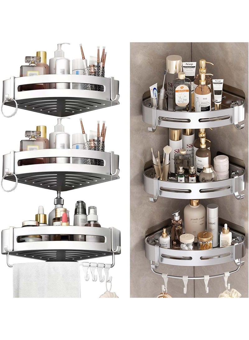 Jorunb 3 Pack Shower Shelves Corner Shower Caddy Bathroom Corner Shelf Stainless Steel Tripod No Drilling Wall Mounted Bathroom Storage Organizer Rustproof for Bathroom Toilet Kitchen Bedroom - Image 1