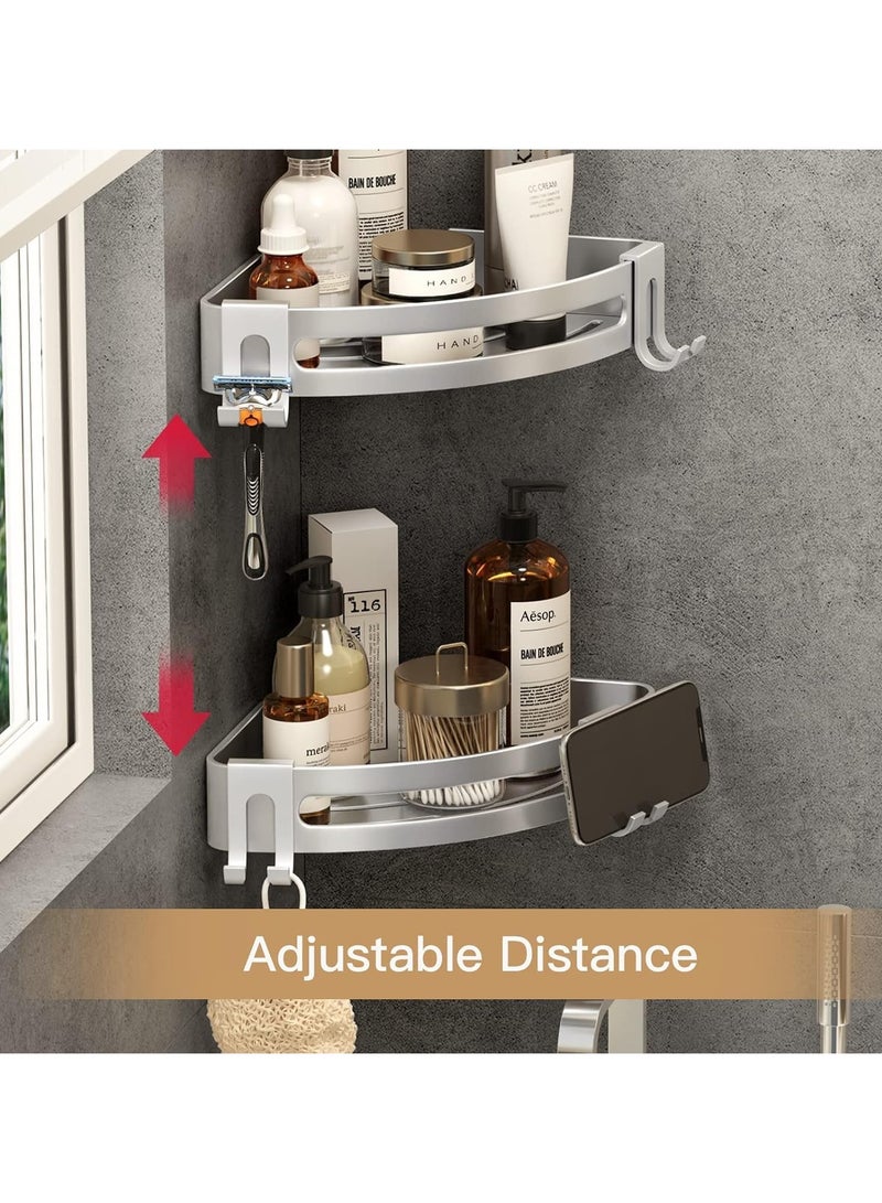 Jorunb 3 Pack Shower Shelves Corner Shower Caddy Bathroom Corner Shelf Stainless Steel Tripod No Drilling Wall Mounted Bathroom Storage Organizer Rustproof for Bathroom Toilet Kitchen Bedroom - Image 3