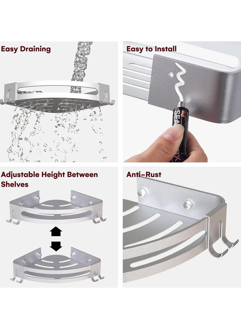 Jorunb 3 Pack Shower Shelves Corner Shower Caddy Bathroom Corner Shelf Stainless Steel Tripod No Drilling Wall Mounted Bathroom Storage Organizer Rustproof for Bathroom Toilet Kitchen Bedroom - Image 5