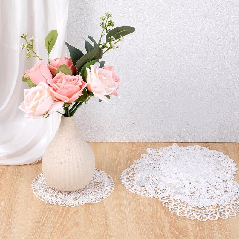 Azonee 6 PCS Vintage White Cotton Lace Doilies, Round Crochet Placemats, Handmade Coasters for Furniture, Kitchen, Dining Room, Dessert Trays, Wedding and Party Decoration - Image 3