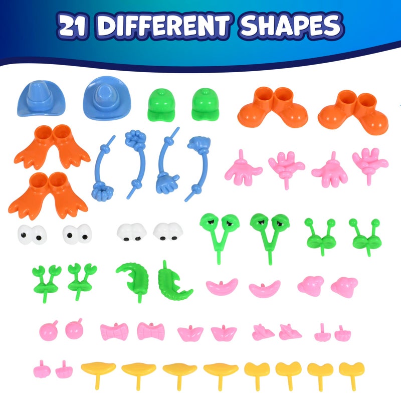 Ready 2 Learn Dough Character Accessories | Set of 52 | 21 Different Shapes | Playdough Accessories for Kids | Create Whacky Animals and Characters - Image 5