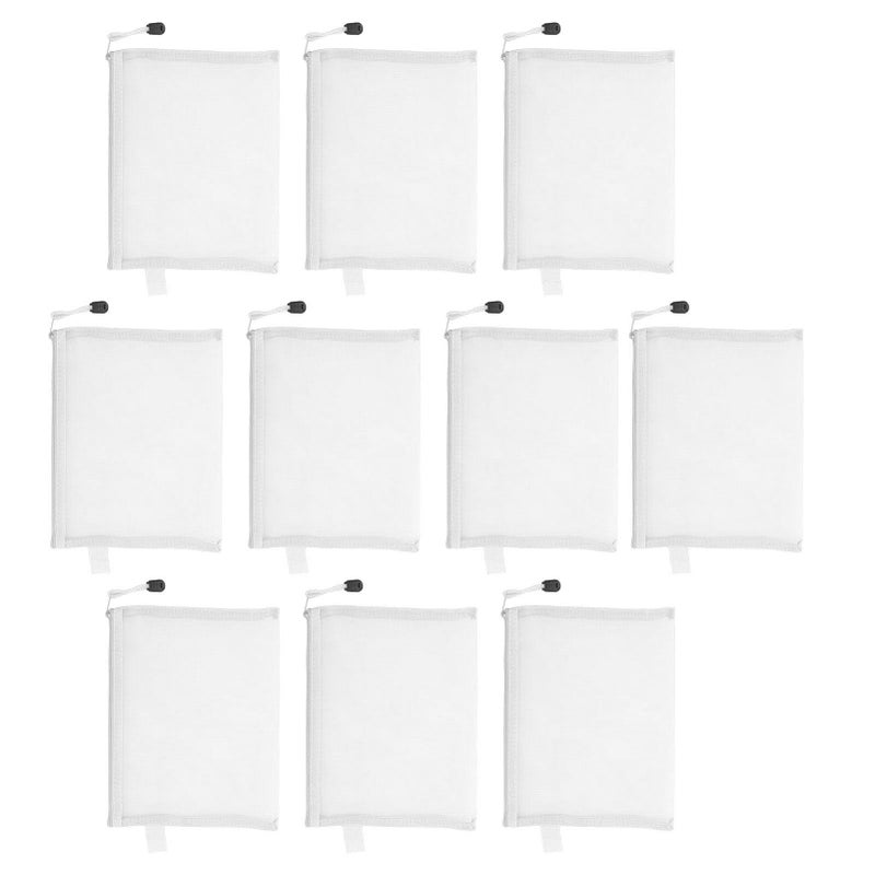 A5 Mesh Zipper Pouch Bags 10Pcs White Organizer For Office School Home Supplies - Image 3