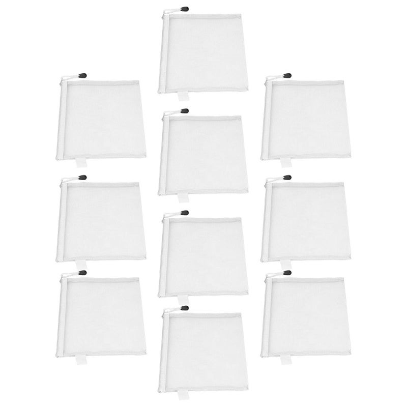 A5 Mesh Zipper Pouch Bags 10Pcs White Organizer For Office School Home Supplies - Image 2