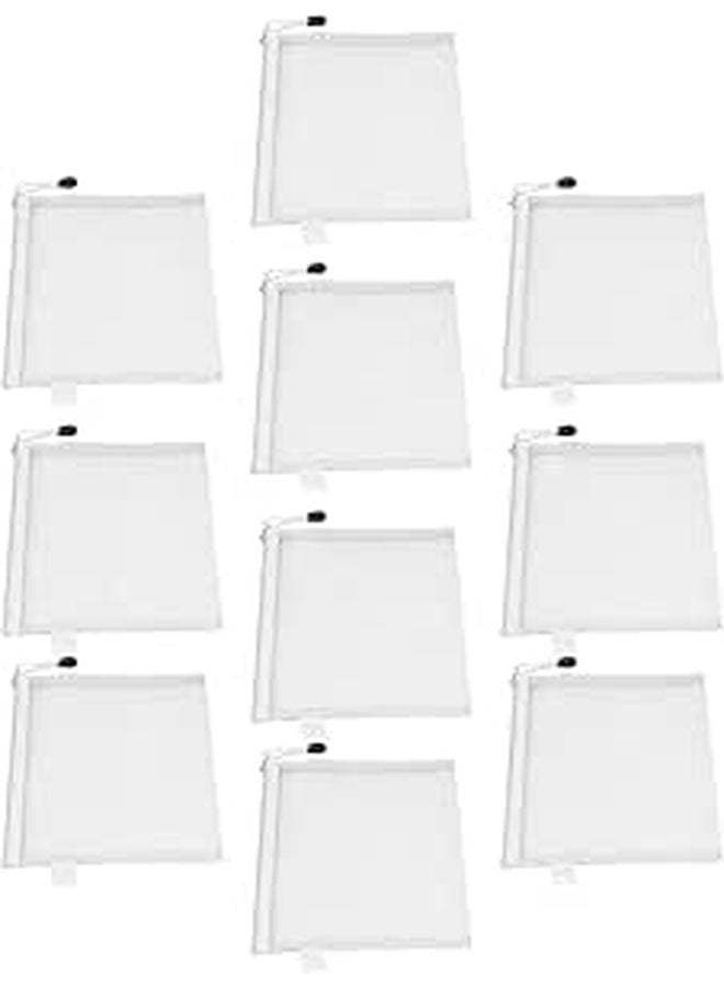 A5 Mesh Zipper Pouch Bags 10Pcs White Organizer For Office School Home Supplies - Image 1