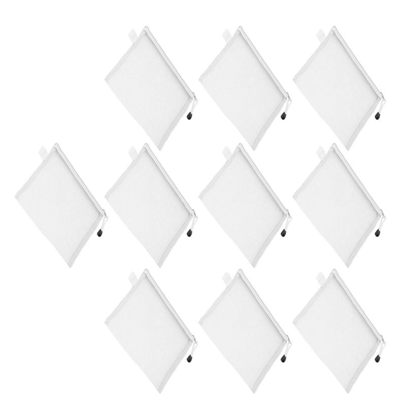 A5 Mesh Zipper Pouch Bags 10Pcs White Organizer For Office School Home Supplies - Image 5