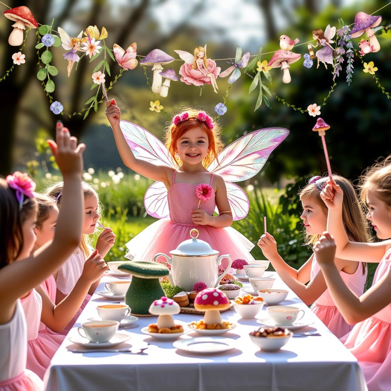 Easy Joy Fairy Mushroom Banner Wildflower Party Decorations Paper Flower Leaves Banner Fairy Garland for Wall Decoration Spring Baby Shower Wedding Backdrop Decorations - Image 4