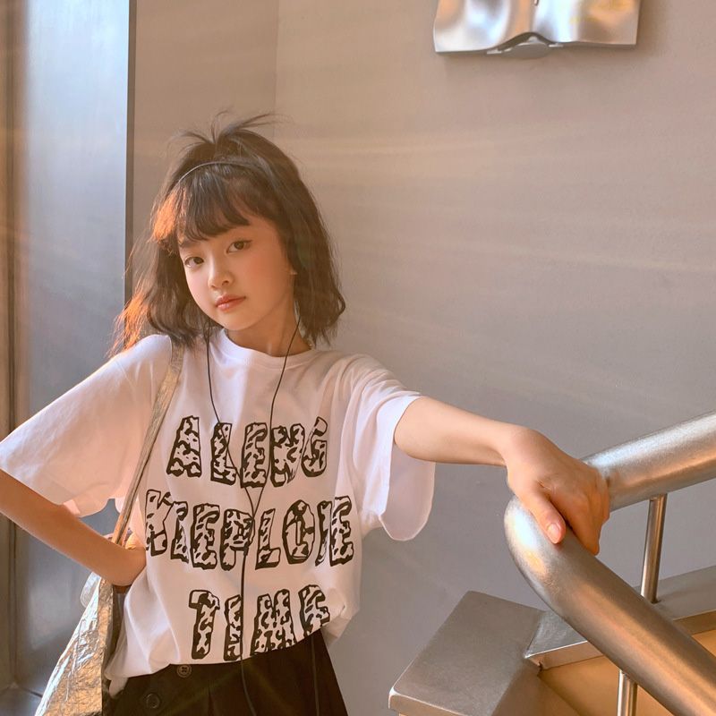 Girls' Summer Printed Short-Sleeve T-Shirt 2026 New Stylish Trendy T-Shirt For Older Children, Loose Half-Sleeve For Kids In Summer - Image 4