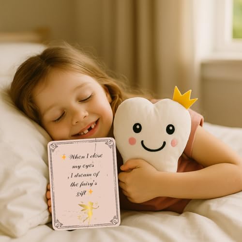 K'ONIJO Tooth Fairy Gift Set for First Lost Tooth – Pillow, Coin Bank, Certificate, Tooth Holder, Keepsake Box, Stickers & Photo Frame – Cute Tooth Fairy Kit for Boys & Girls - Image 2