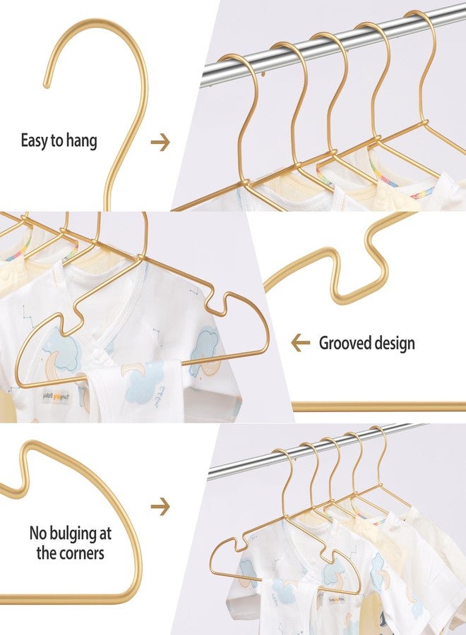 VWV Gold Aluminum Hanger, 30 Pack Baby Hanger，12.6 Inch Children Baby Hanger, Sturdy Metal Children Clothes Hanger for Wardrobe, Space-Saving Toddler Hanger - Image 3