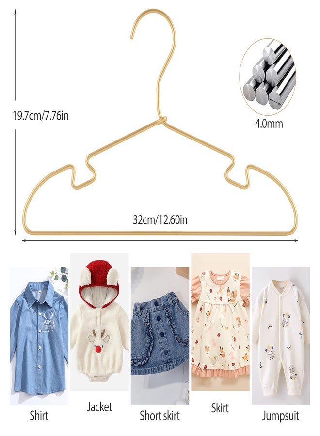 VWV Gold Aluminum Hanger, 30 Pack Baby Hanger，12.6 Inch Children Baby Hanger, Sturdy Metal Children Clothes Hanger for Wardrobe, Space-Saving Toddler Hanger - Image 2