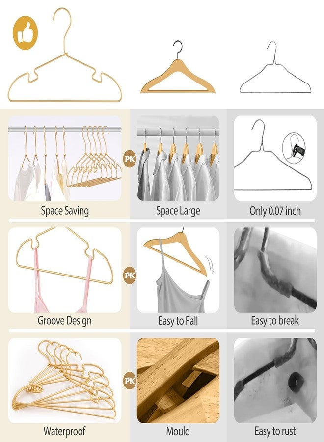 VWV Gold Aluminum Hanger, 30 Pack Baby Hanger，12.6 Inch Children Baby Hanger, Sturdy Metal Children Clothes Hanger for Wardrobe, Space-Saving Toddler Hanger - Image 4