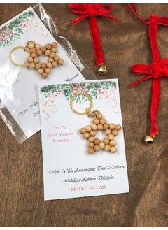 Masalsı Concept Fairytale Concept Wooden Star Keychain with Written Card "May Your Star Shine This Year" 1 Piece 