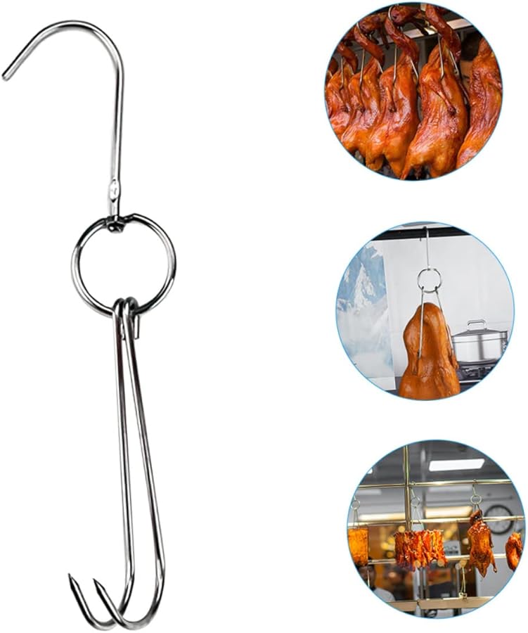 5Pcs Stainless Steel Double Hooks For Hanging Roast Duck Meat And Poultry - Image 4