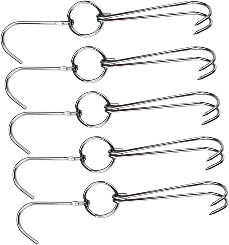5Pcs Stainless Steel Double Hooks For Hanging Roast Duck Meat And Poultry - Image 1