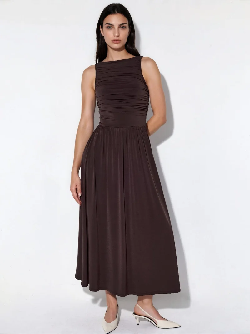 هيكاب Maxi A-Line Dress with Boat Neck