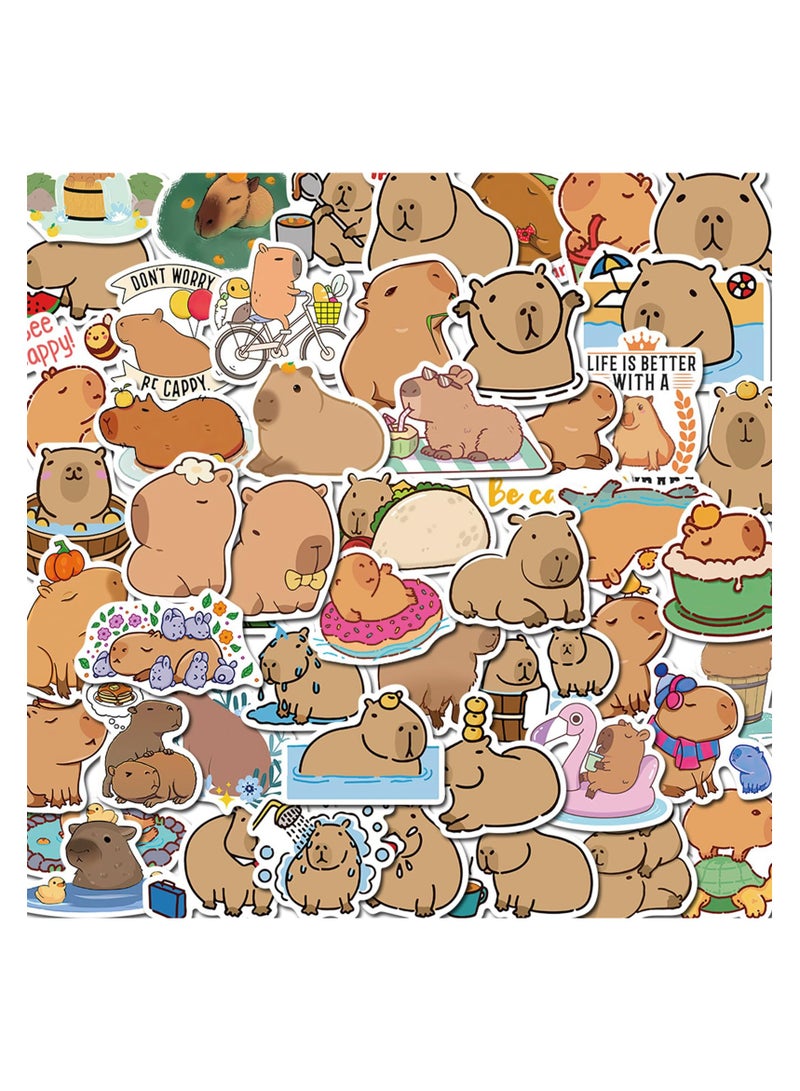 SYOSI 50PCS Funny Capybara Gifts Stickers Pack, Personalized Cute Capybara Kids Stickers for Water Bottl, Car, Luggage, Laptop, Waterproof Capybara Stickers for Adults Teens Boys Girl Gift Sticker - Image 1