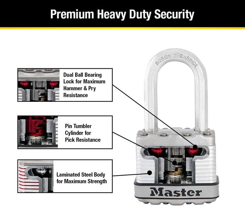 Master Lock M1XQLF Magnum Heavy Duty Outdoor Padlock with Key - 4 Pack Keyed-Alike - Image 5