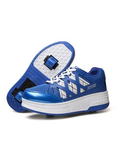 Generic Teenage Boys And Girls Single And Double Wheel Skating Shoes Automatic Womens Childrens Sliding Shoes With Wheels Sport Shoes Blue 