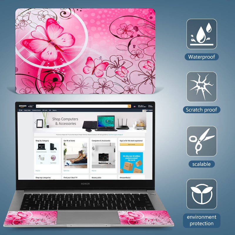 ICOLOR ملصق جلد لابتوب فراشة وردية 11.6 13 13.3 14 15 15.6 بوصة قابل لإعادة الاستخدام غلاف واقي ملصق FY-NEK-009 - Image 5