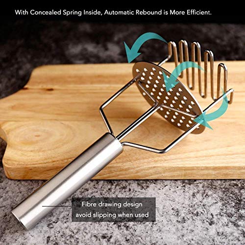 SXDHK Stainless Steel Potato Masher Pav bhaji Vegetable Masher Kitchen Tool Silver_Pack of 1 - Image 4