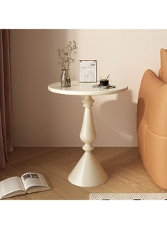 Old_Feller Vintage Sofa Side Table Living Room Coffee Table Household Vintage Candlestick End Table Round Table Cream 40*58cm  - Image 2
