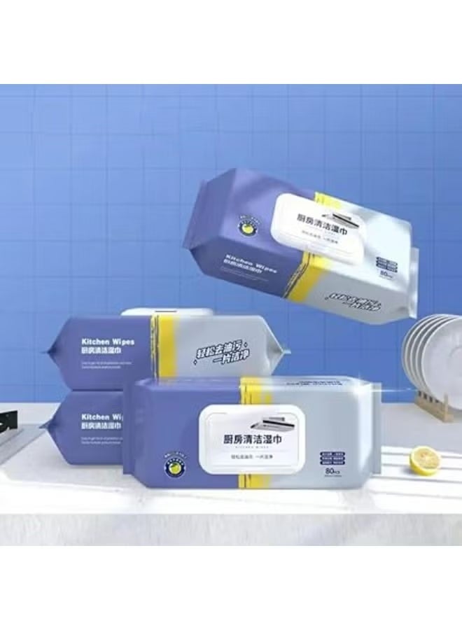 مناديل تنظيف المطبخ من 80 قطعة مناديل مطبخ قوية لازالة التلوث مناديل مبللة للمطبخ للاستعمال مرة واحدة لازالة بقع الشحوم وتنظيف الطاولات الزجاجية مناديل مبللة - Image 3