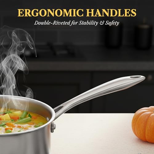 SOLARA Sterra Stainless Steel Sauce Pan, Tea Pan, Chai Pan, Small Pan, 16Cm/6.2Inch, 1.7 Liter, 0.56Kg, Induction Base Friendly, 3-Layer Triply Thick Bottom, 100% Toxin-Free - Image 4