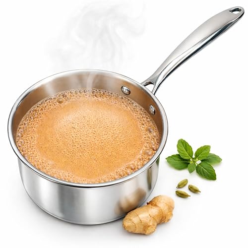 SOLARA Sterra Stainless Steel Sauce Pan, Tea Pan, Chai Pan, Small Pan, 16Cm/6.2Inch, 1.7 Liter, 0.56Kg, Induction Base Friendly, 3-Layer Triply Thick Bottom, 100% Toxin-Free - Image 1