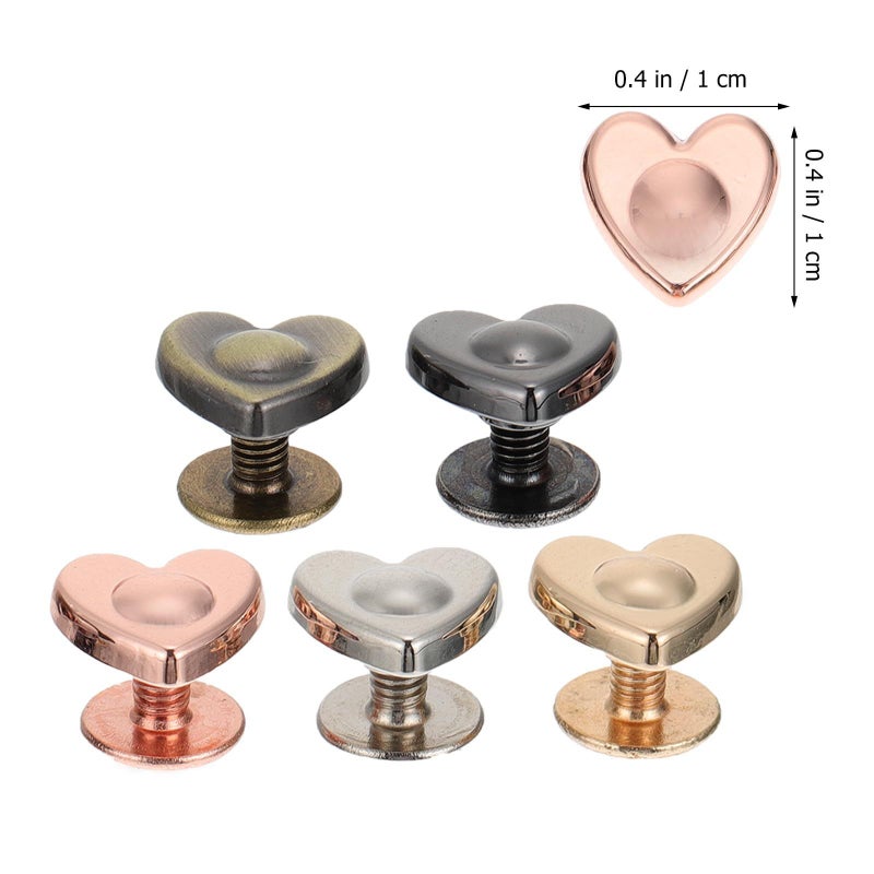 BESTYASH 20pcs Heart Shape Alloy Sewback Rivets For Handmade Leathercraft DIY Purse Handbag Feet Metal Rivets Crafting Accessories - Image 3