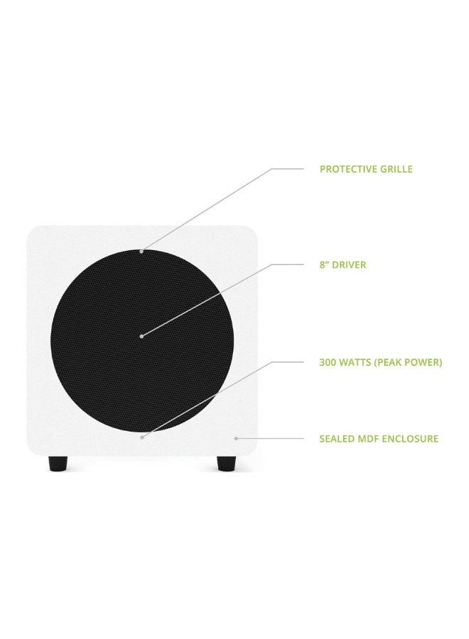 Kanto Audio SUB8 300W 8" Sealed Powered Subwoofer, Matte White - Image 4