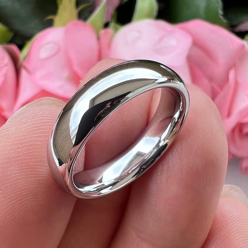 TUTISS 6mm White Tungsten Rings for Men Women Engagement Wedding Bands Domed Polished Comfort Fit Size 6 - Image 4